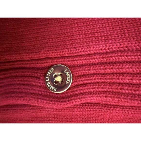 Lauren Ralph Lauren Women Red Cardigan Sweater Gold Buttons Medium 2313 - Picture 7 of 9